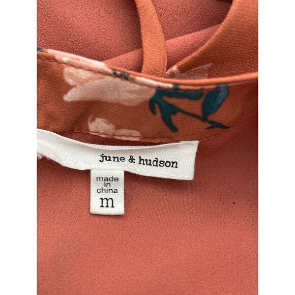 June & Hudson Floral Faux Wrap Lace-Up Back Dress Size M - Picture 10 of 11